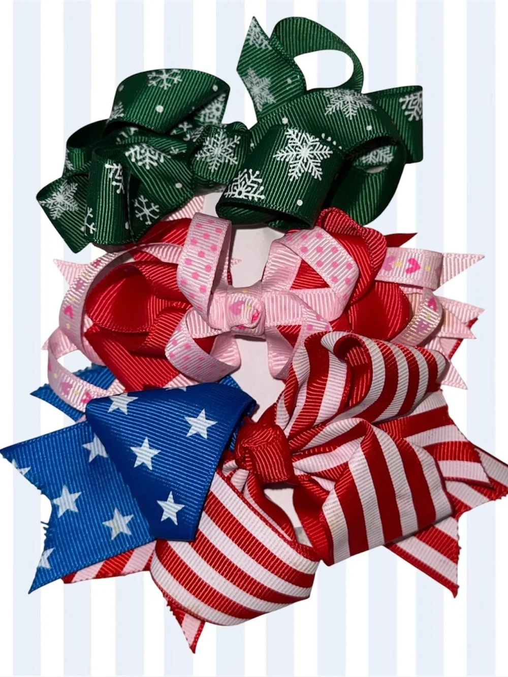 Girls array of hair bows. Approximately 40 hair bows and 5 headbands.